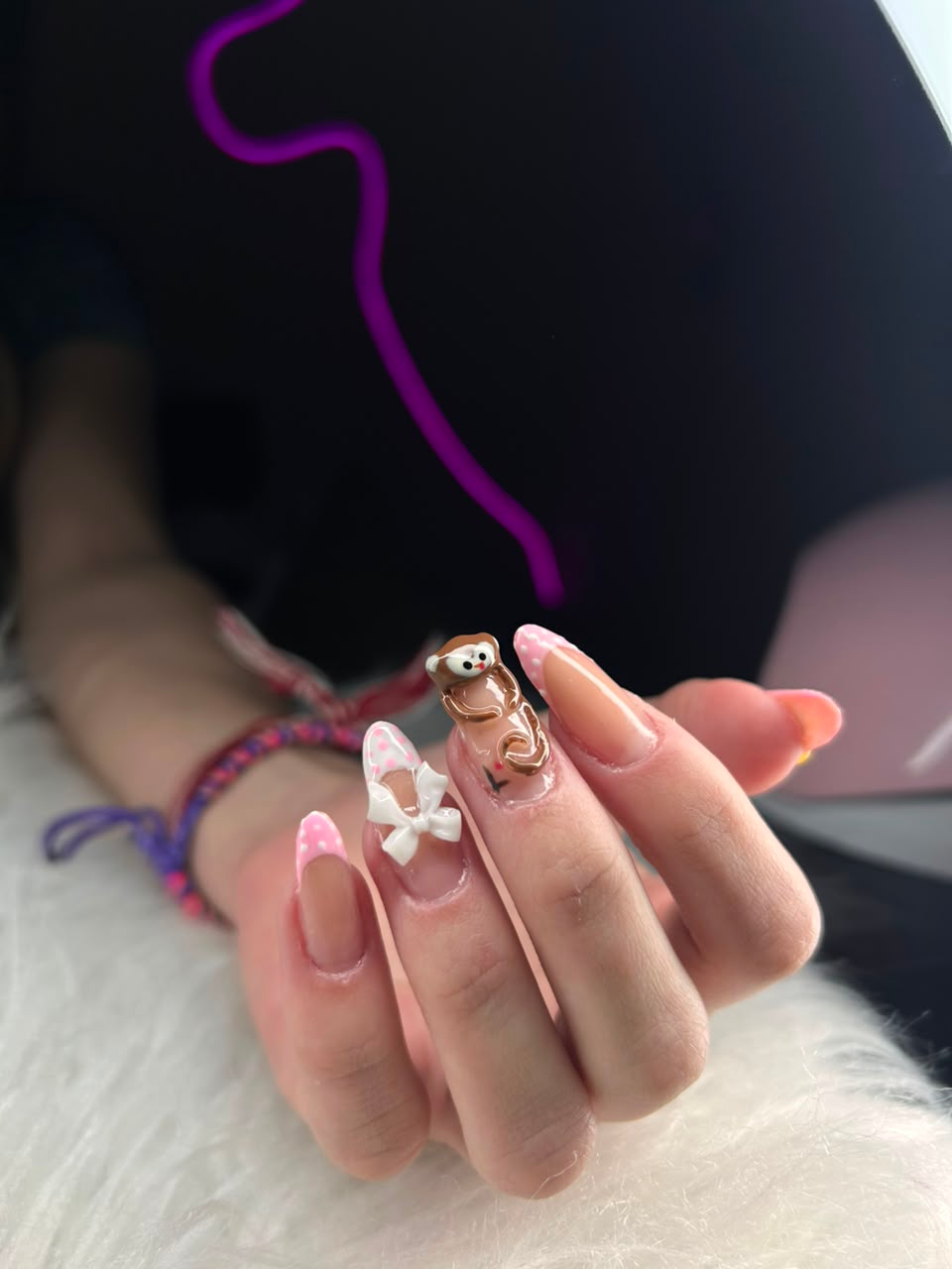 Trabalho de nail design: Baby pink · Charms 3D